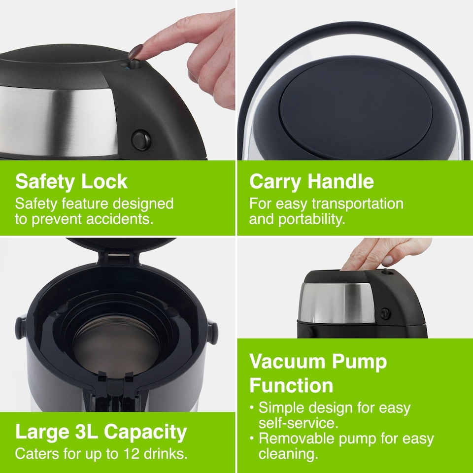 image 1 of VonShef 3L Airpot Hot Water Dispenser with Double-Wall Insulation