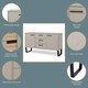image 2 of Texas 2 Door 3 Drawer Medium Sideboard in Antique Waxed Pine - Industrial Style with Metal Legs | Grey | Grey | One Size | 1