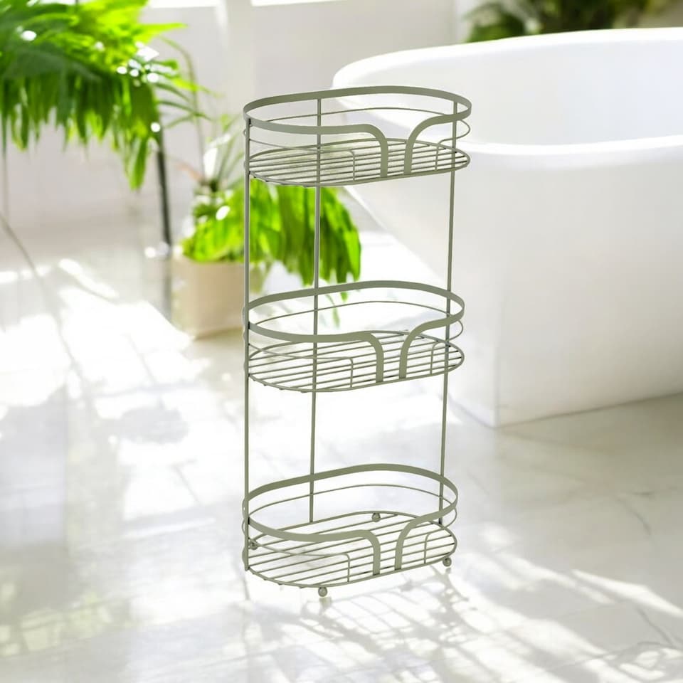 image 1 of Showerdrape Sage Green Bathroom Accessory Set Floor Caddy with Toilet Brush and Holder | Green | Sage Green | 1