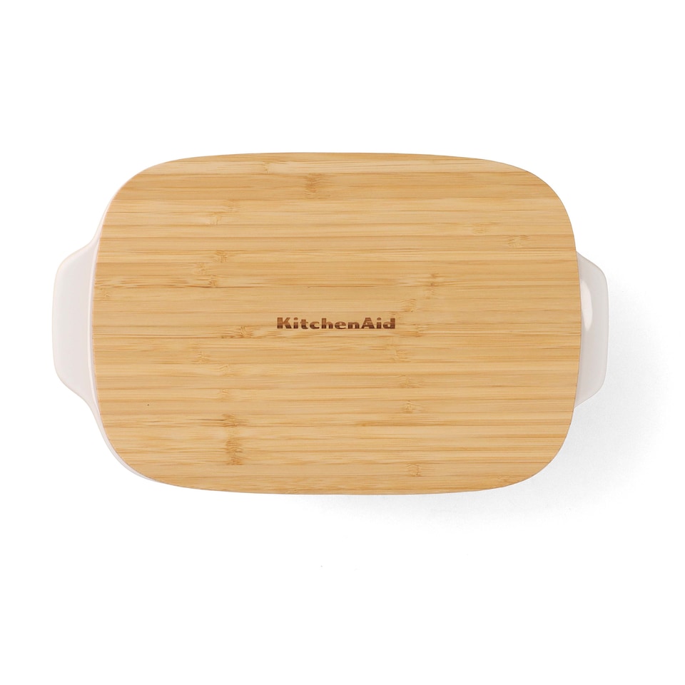 image 1 of KitchenAid Medium Baker with Bamboo Lid, Almond Cream