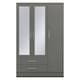 image 2 of Nevada 3 Door 2 Drawer Mirrored Wardrobe Grey | 3D Effect Grey