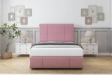 Sloomy Lisbon Pink Plush Divan Bed With Mattress 2 Drawers Footend With 26" Strutted Headboard & 12" Matching Footboard 4' Small Double | Pink | Pink | Small Double | 1