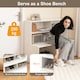 image 7 of COSTWAY Entryway Shoe Cabinet 2-in-1 Storage Shoe Bench White