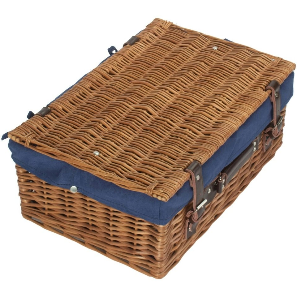 image 1 of 46cm Double Steamed Wicker Picnic Basket with Lining Grey | Grey | One Size
