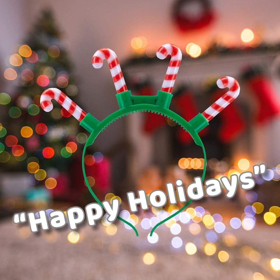 image 1 of vfm-estore Christmas Candy Cane Light-Up Headband 21cm x 23cm Green