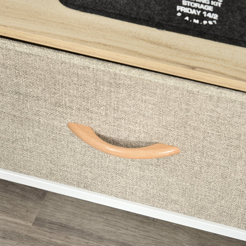 image 1 of HOMCOM TV Stand Cabinet up to 47-inch, TV Unit with 2 Foldable Linen Drawers, Open Shelf for Living Room, Bedroom, Entertainment Room, Maple Wood Effect