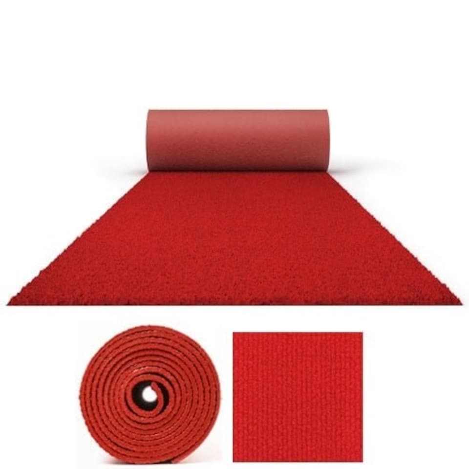 image 1 of 10 Metres Exhibition Quality Ribbed Heavy Duty Red Carpet Runner 2 Metres Wide