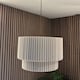 image 7 of CGC Allegra Extra Large Oatmeal Linen Two-Tier Scalloped Drum Lampshade