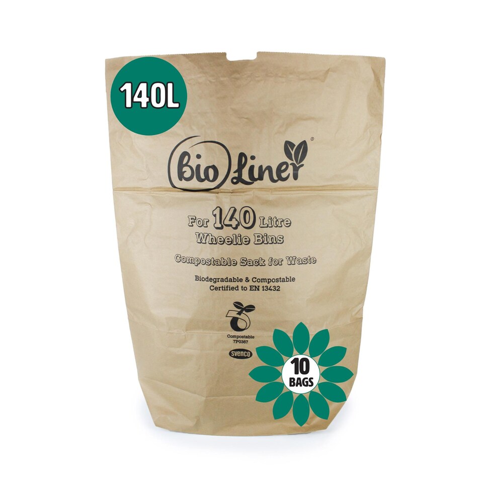 image 1 of 140L Paper Compostable Kerbside Caddy Liners - 10 Bags