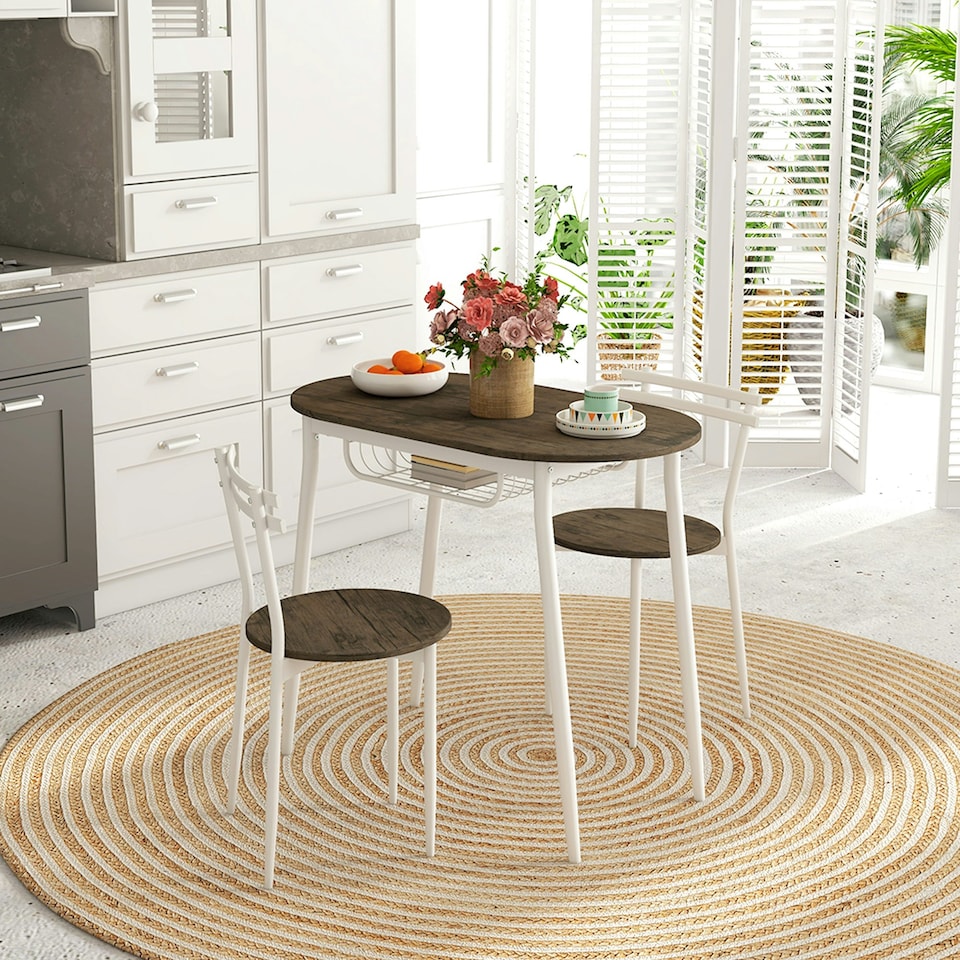 image 1 of HOMCOM Dining Table and Chairs Set of 3, Kitchen Table with 2 Chairs
