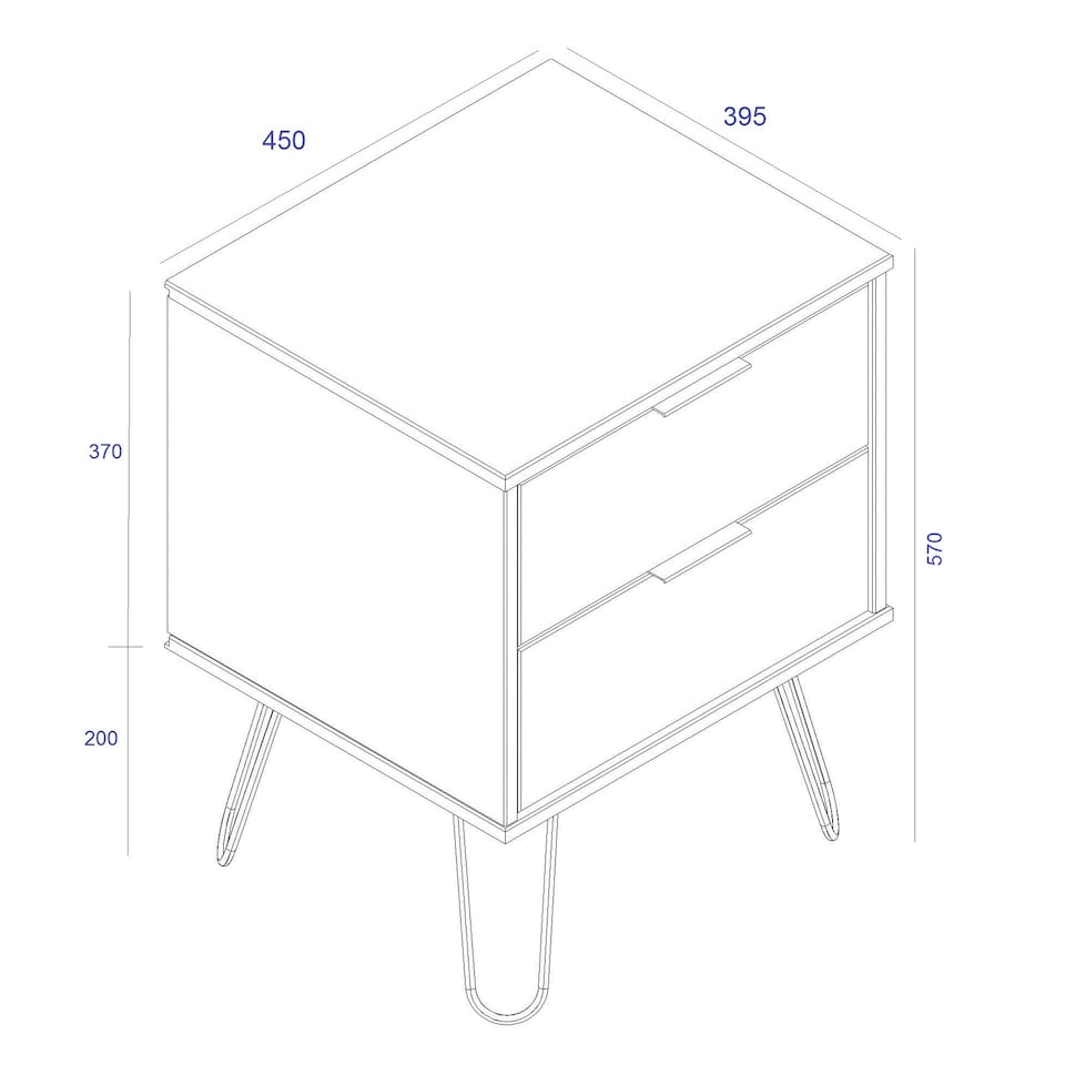 image 1 of Augusta 2 Drawer Bedside Table - Modern Industrial Style Nightstand for Bedrooms | White | White | One Size | 1