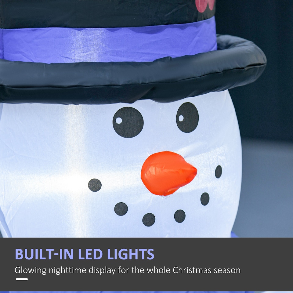 image 1 of HOMCOM 4ft Inflatable Christmas Snowmen Family Xmas LED Outdoor Indoor Holiday Decorations Yard