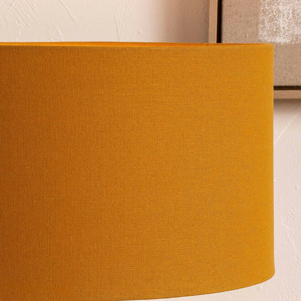 image 1 of 30cm Mustard Yellow Handloom Cylinder Table Lampshade