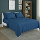 image 2 of Plain Poly Cotton Easy Care Fitted Flat Sheet Matching Pillowcases Set | Blue | Mid Blue | Double