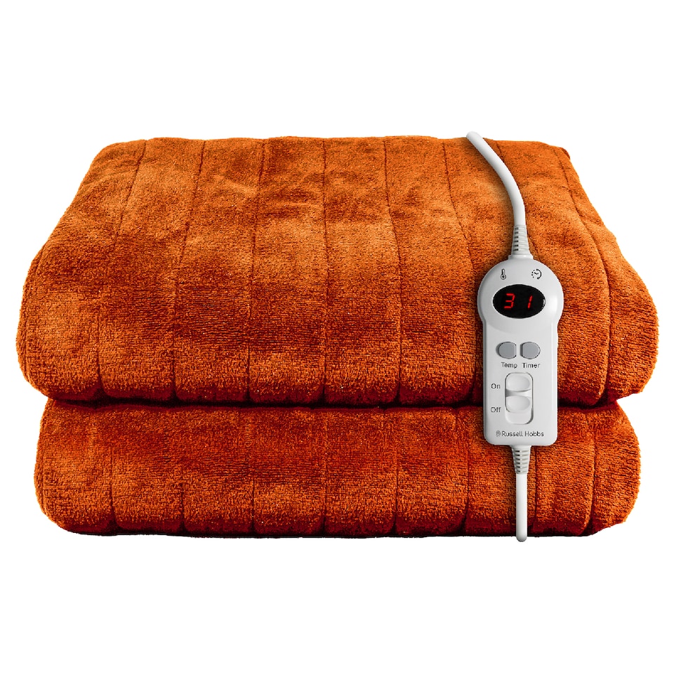image 1 of Russell Hobbs RHHT1003OR Electric Blanket Orange Heated Throw Sherpa