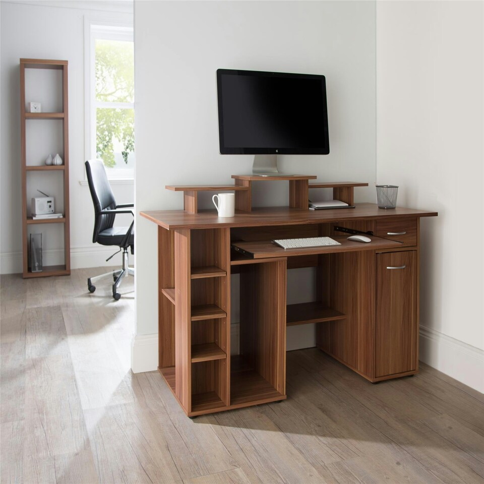 image 1 of San Diego Computer Desk in Walnut Look