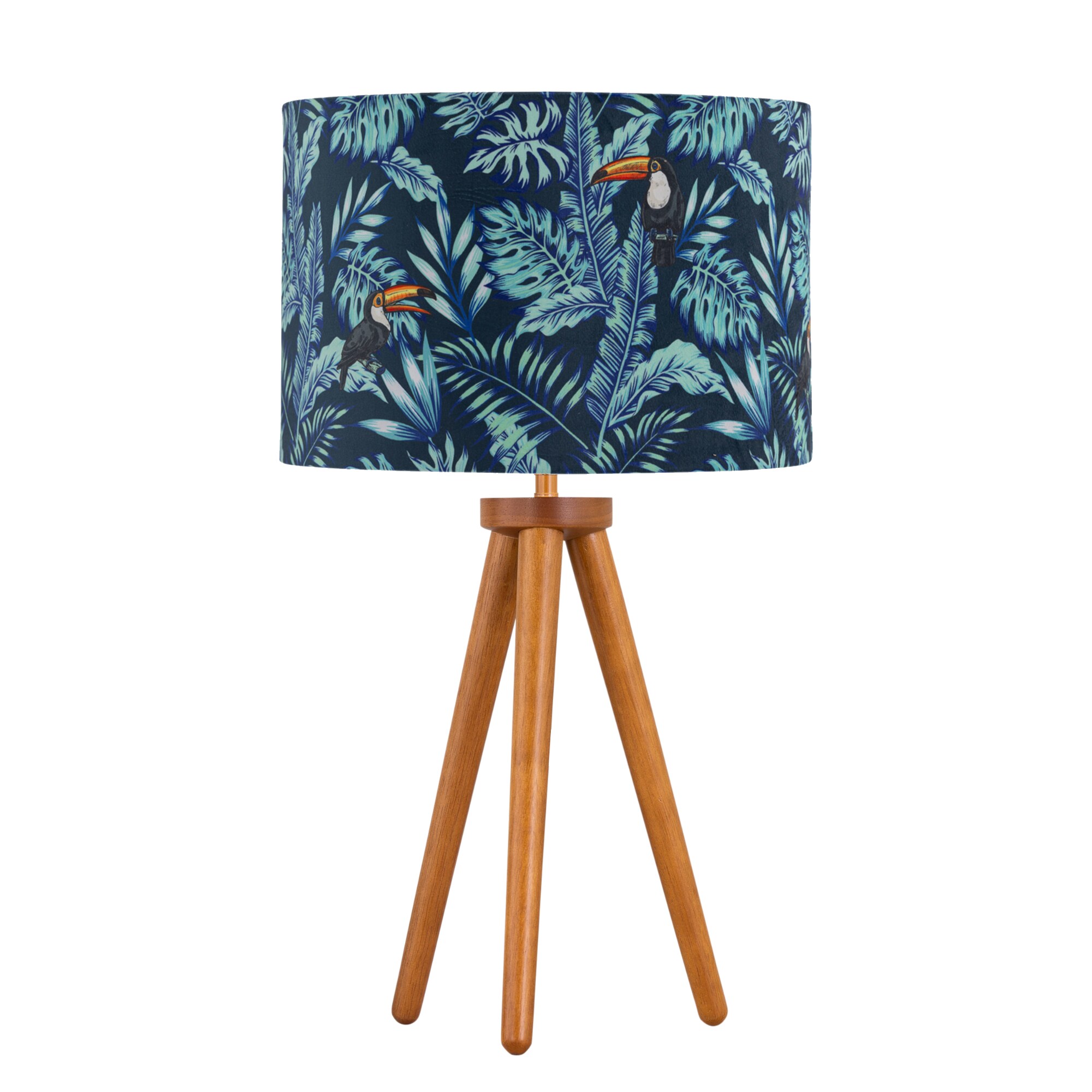 First Choice Lighting Voyage - Dark Oak Table Lamp or Bedside Light with Toucan Velvet Shade in Brown