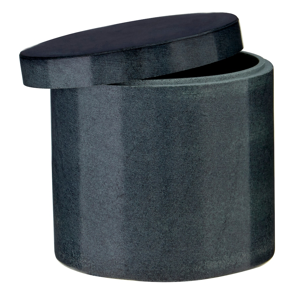 image 1 of Interiors by Premier Dark Grey Marble Effect Cotton Jar, Cotton Bud Container With Lid, Travel Ear Bud Holder, Cotton Swab Holder