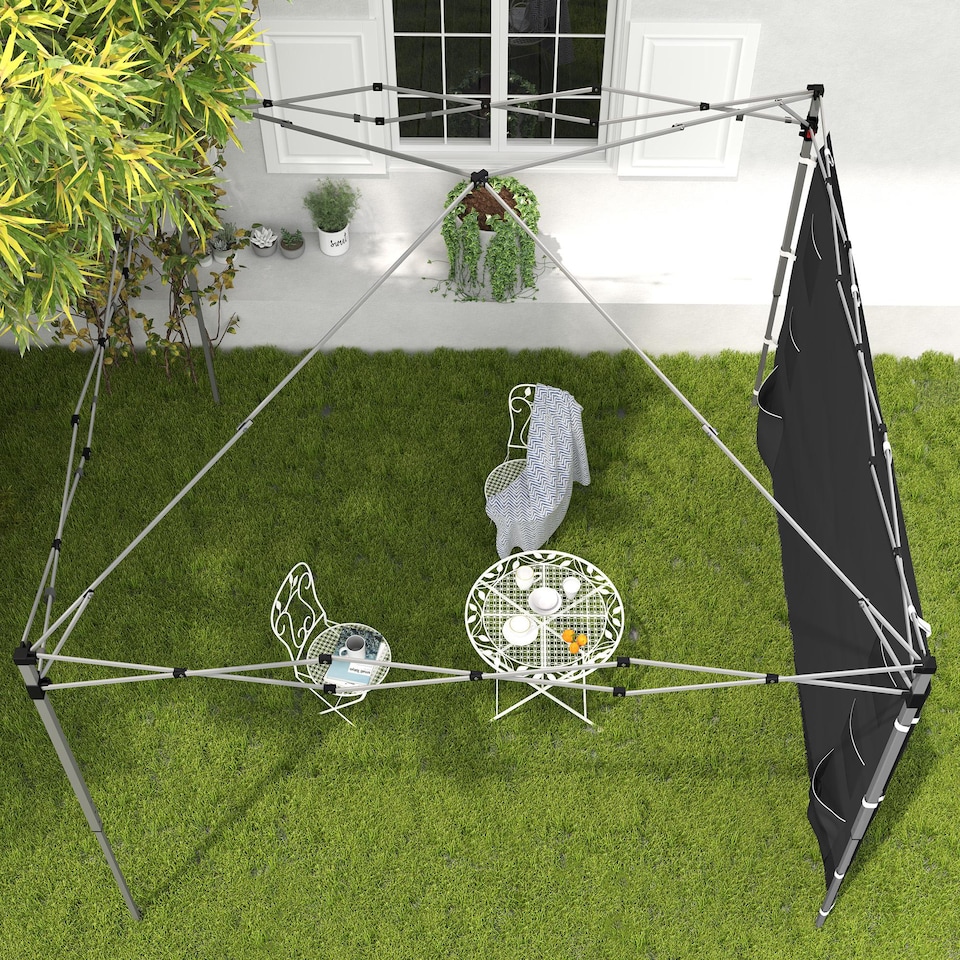 image 1 of Outsunny Gazebo Side Panel, Canopy Sidewall Panel with 4 Mesh Bags and 2 Storage Pockets for 3 x 3 m Straight Leg Pop Up Gazebos, 1 Pack Sidewall Only, Black