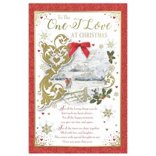 To The One I Love Couple Walking in Winter Wonderland Design Christmas Card