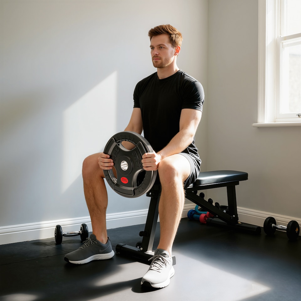 image 1 of SPORTNOW Olympic Weight Plate, Weight Disc with Tri-Grips, 20kg Dumbbell Plate for Weightlifting and Strength Training Home Gym Fitness Workout, Black