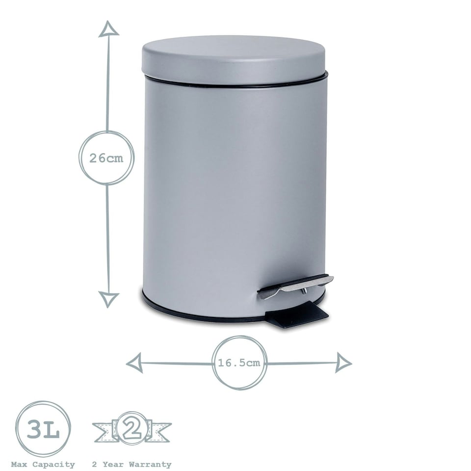 image 1 of Harbour Housewares Round Toilet Brush & Bin Set - Matt Grey | Grey