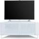 image 3 of MDA Designs CORVUS Corner-Friendly Gloss White Contemporary Cabinet with White Profiles White BeamThru Glass Doors Suitable for Flat Screen TVs up to 50" White