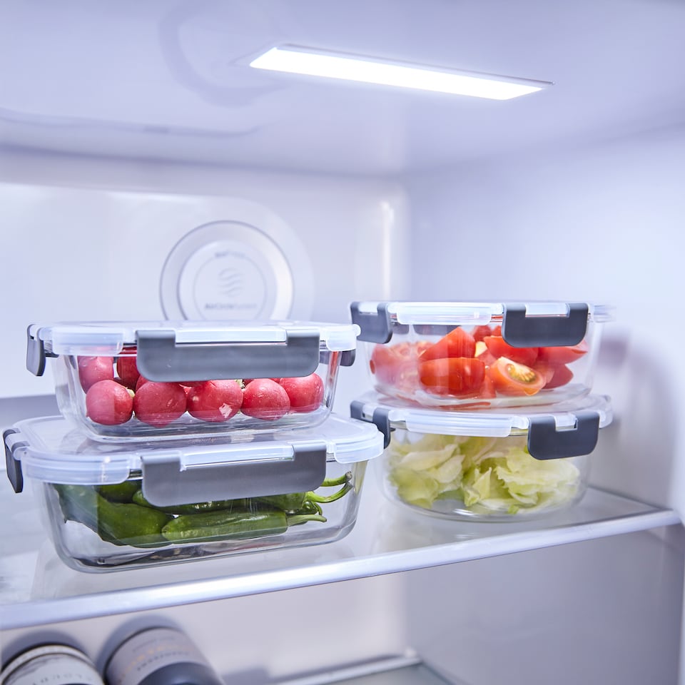 image 1 of Neo 7 Containers & 7 Lids Glass Food Storage Containers Set with Snap Locking Lids Meal Prep Airtight Lunch Box Microwave Oven Freezer and Dishwasher Friendly - 7 Piece