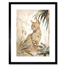 Savannah Cat Colourful Fur Pattern Nature 9x7" Black Framed Wall Art Print