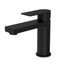 Square Mono Basin Mixer Tap Push Button Waste Matt Black | Black | Matt Black | 1