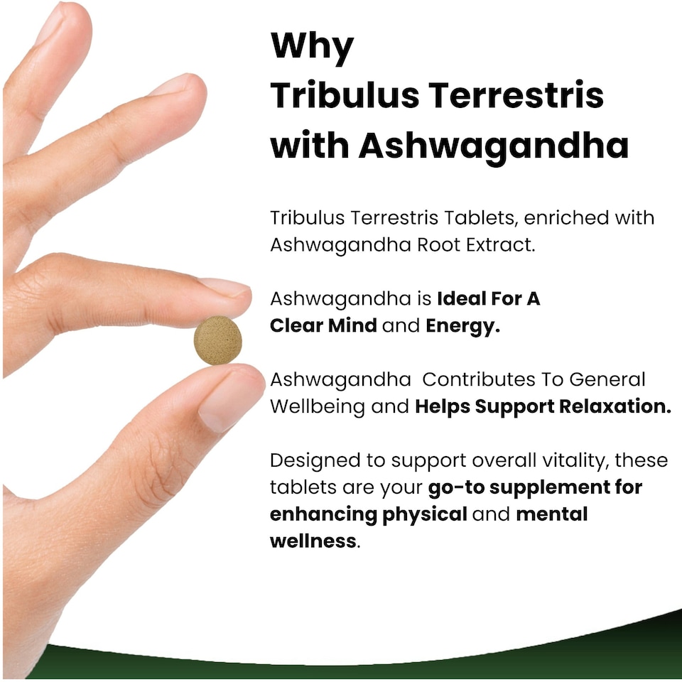 image 1 of Tribulus Terrestris 6000mg Tablets With Ashwagandha 120 Fill