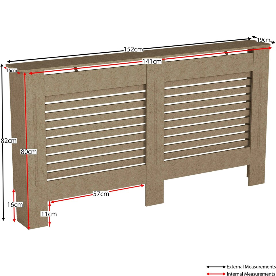image 1 of Vida Designs Milton Radiator Cover MDF Slatted Cabinet, Unfinished, 152cm