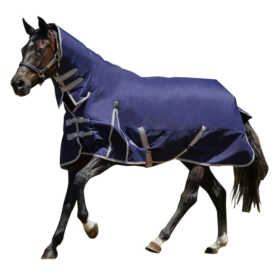image 1 of Weatherbeeta Comfitec Heavy Essential Combo Neck Turnout Rug - Navy/Silver/Red - 4 ft 3
