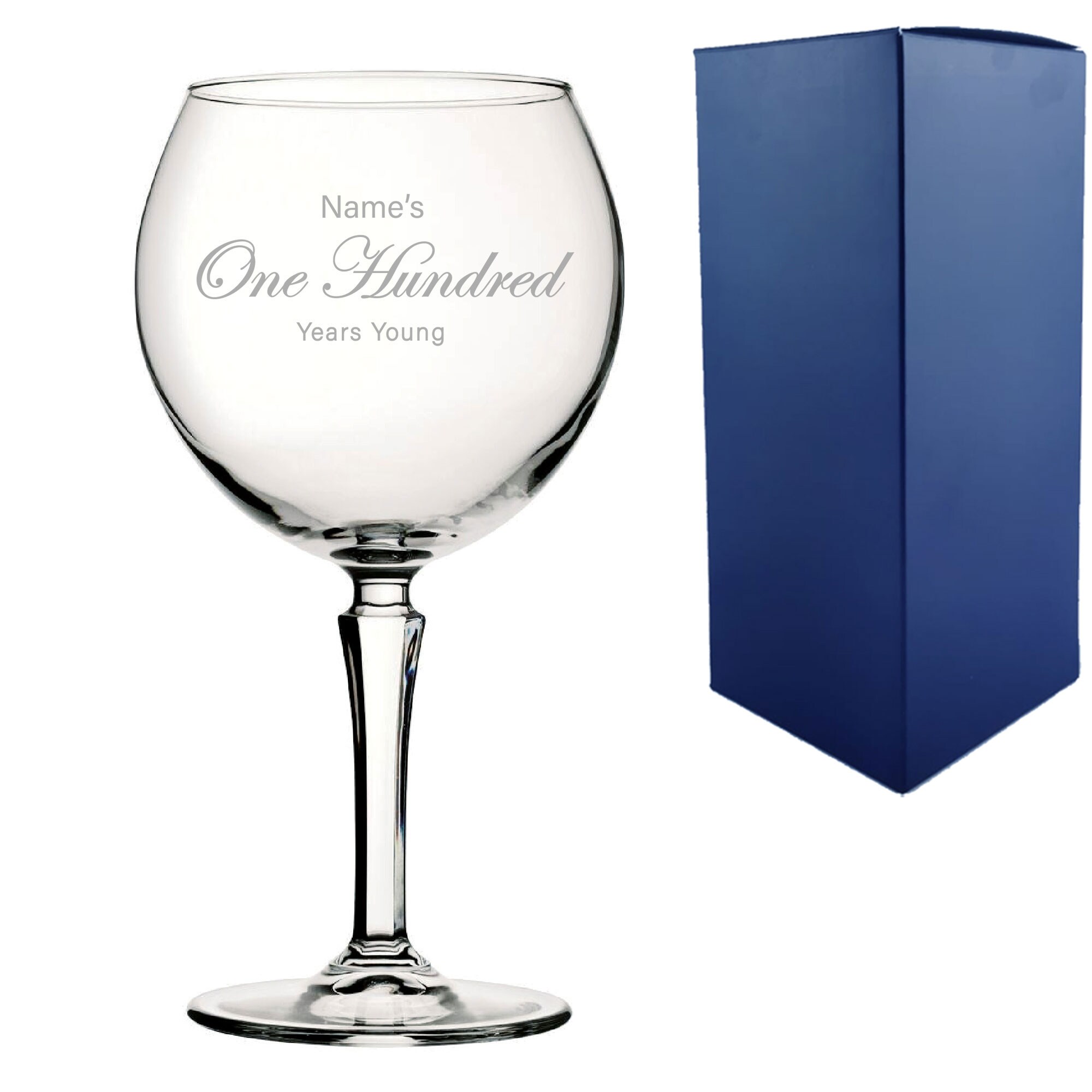 Uniqueful Personalised 100th Birthday Hudson Gin Glass Years Young Curly Font in Clear | Size: 1000ml