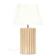 image 3 of ValueLights Brooke Natural Wood Bedside Table Lamp with a White Pleated Lampshade - Bulb Included