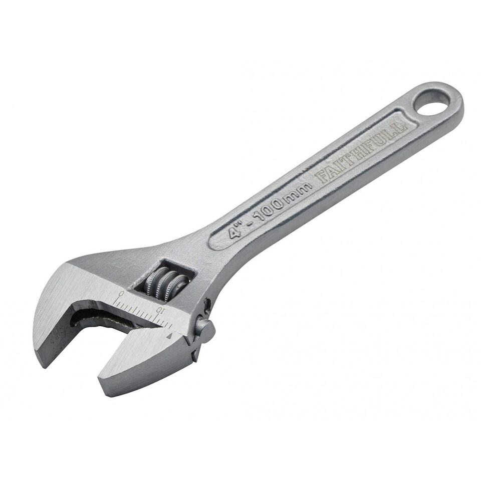 Faithfull Chrome Adjustable Spanner - Multi Colour - 100mm (4in)