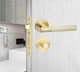 image 4 of Golden Grace Knurled T-Bar Bathroom Door Handle Set in Satin Brass with Thumbturn, Dead Bolt and Ball Bearing Hinges | Gold | 1 Set