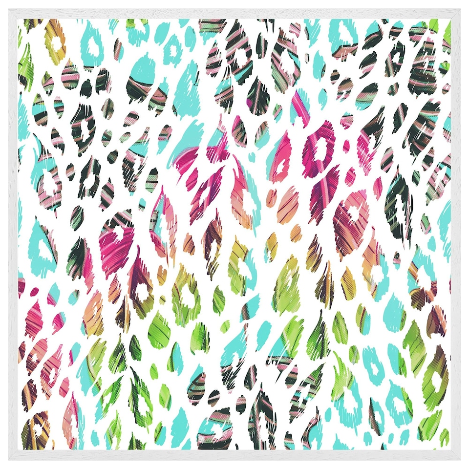 image 1 of Multi coloured leopard spots (Picture Frame) White | XL