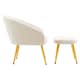 image 3 of Interiors by Premier Dark Beige Velvet Chair with Gold Legs and Footstool, Contemporary Accent Chair with high Footstool