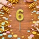 image 2 of Gold 6 Number Candle Birthday Anniversary Party Cake Decorations Topper | Gold