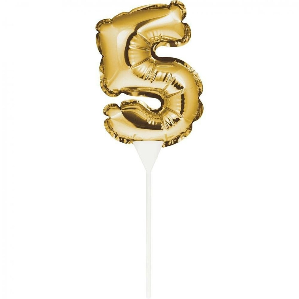 Creative Party Number 5 Inflatable Balloon Cake Topper - Gold - One Size