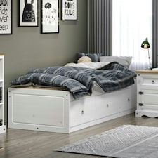 Premium Corona Cabin Bed 3'0" Single Bed - Solid Pine Bed Frame in Antique Wax, Grey, or White Finish | White | White | Single | 1