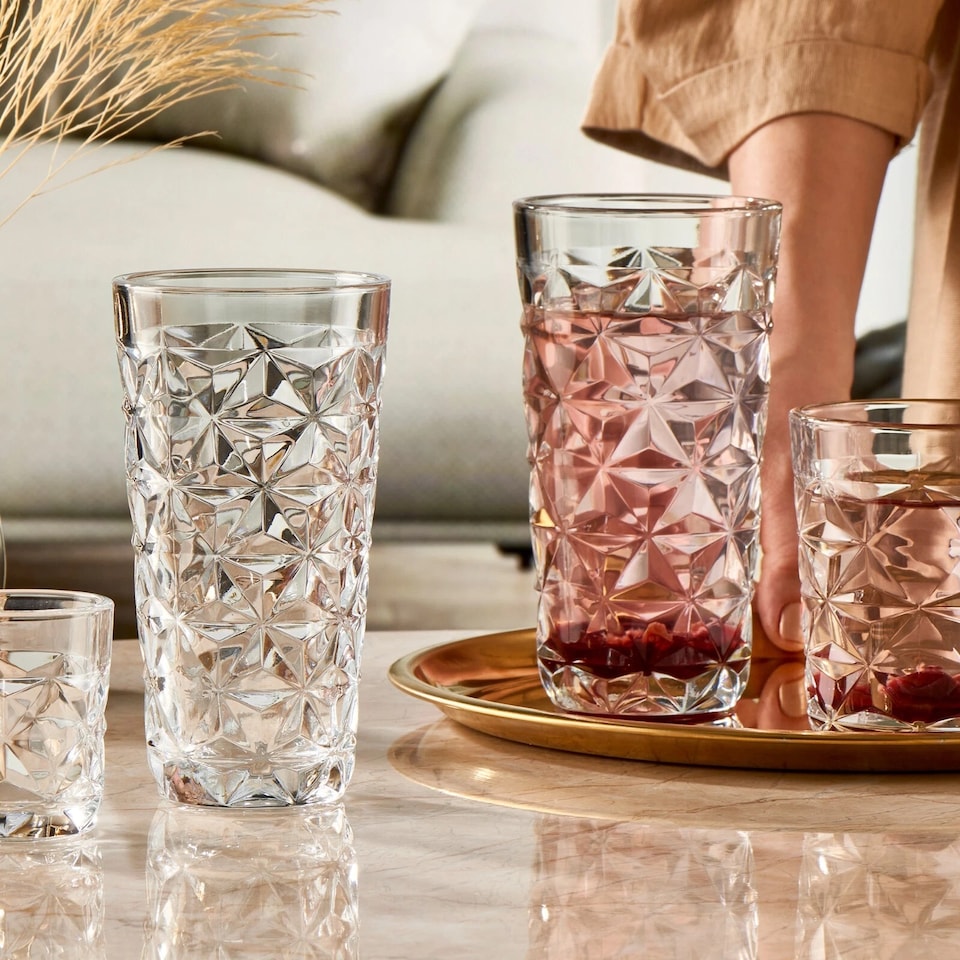 image 1 of Tall Drink Highball Glasses Long Cocktail Water Juice Tumblers Set 290ml | Clear | Clear | 8 Glasses