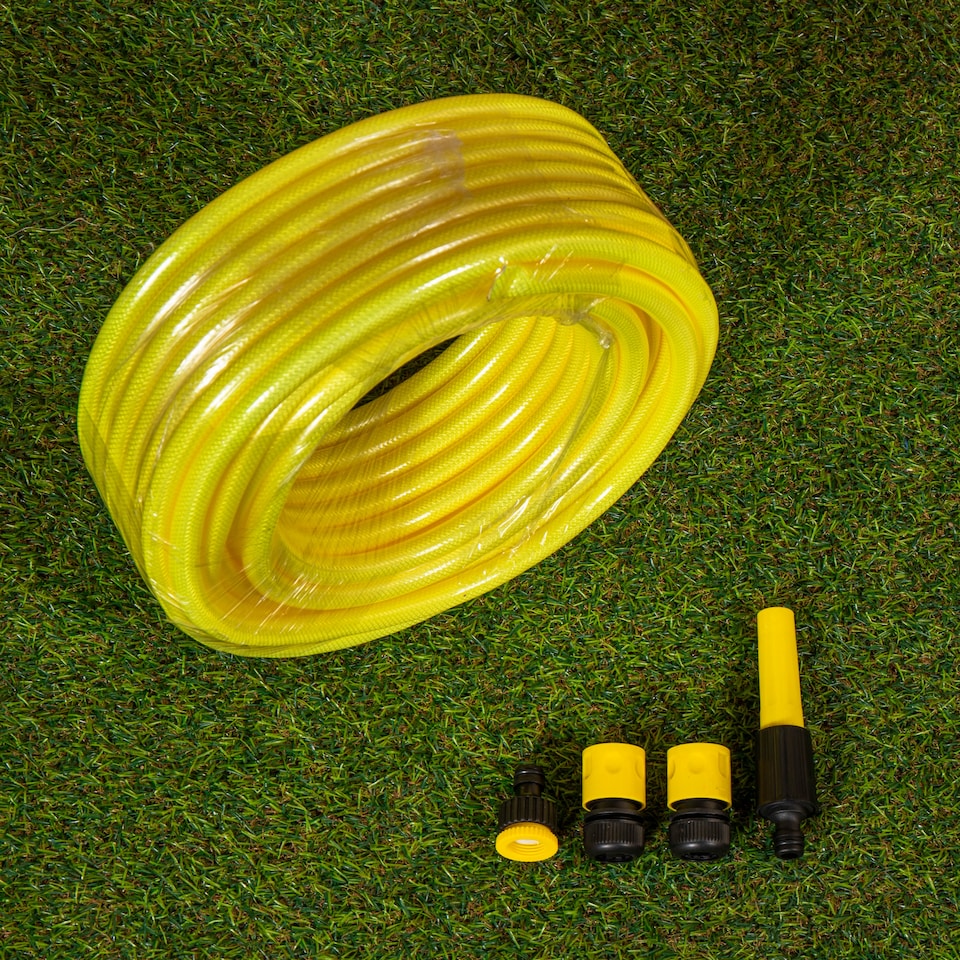 image 1 of 25m Professional Garden Hose Pipe / Hosepipe in Yellow with Fittings | Yellow | Yellow