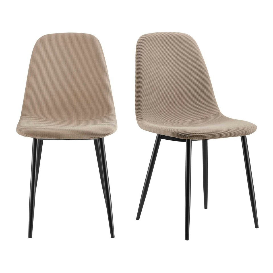image 1 of VonHaus Cavell Cord Textured Set of 2 Dining Chairs