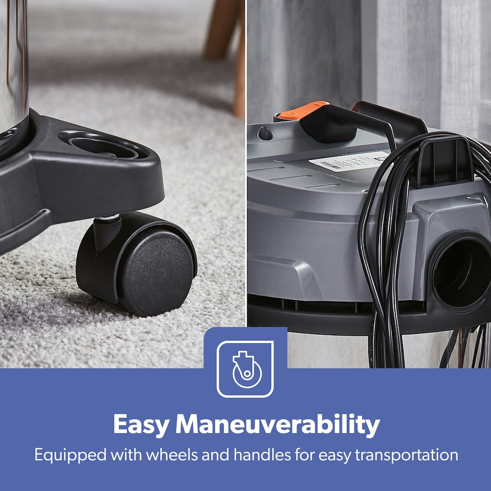 image 1 of GEEPAS 1400W Wet & Dry Drum Vacuum Cleaner, 20L