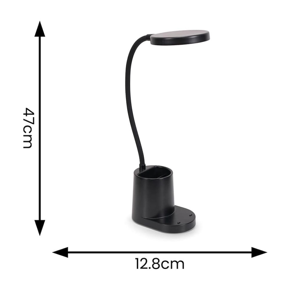 image 1 of ValueLights Marco Adjustable Black Rechargeable Flexi Desk Lamp