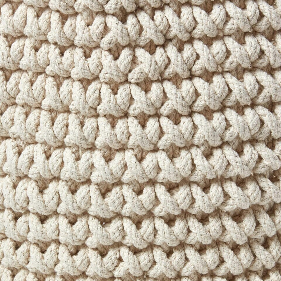 image 1 of Homescapes Natural Cotton Knitted Round Storage Basket - 42 x 37 cm | Cream | Natural | L