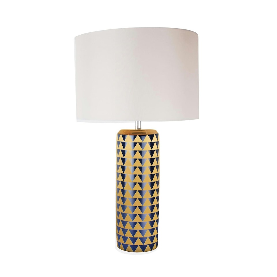 image 1 of First Choice Lighting Set of 2 Navy Blue and Gold Ceramic 52cm Table Lamps Blue | White