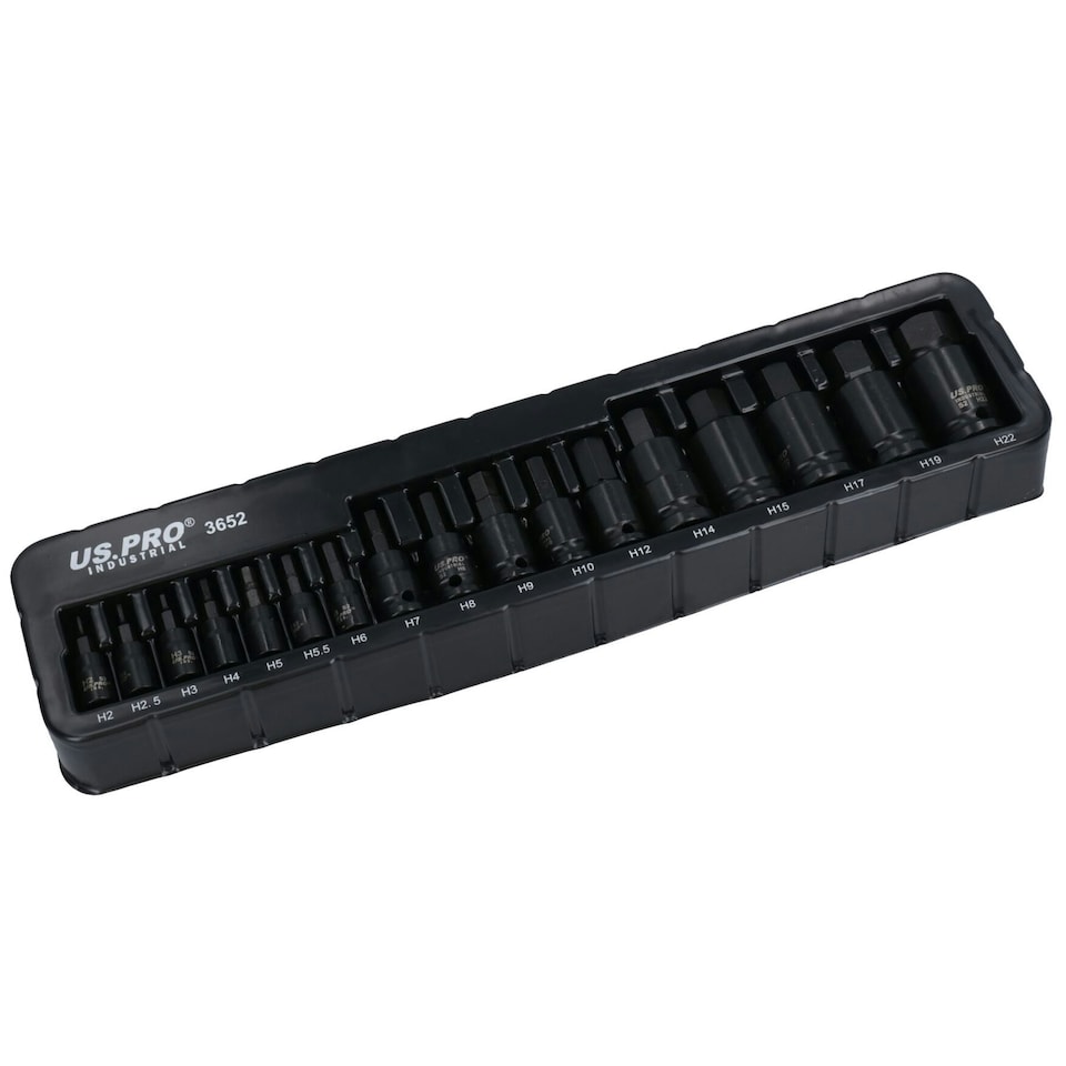 image 1 of Metric Impact Allen Hex Key Shallow Sockets 2mm - 22mm 17pc Mixed Drive